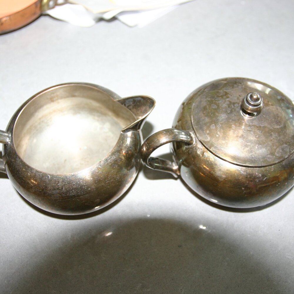Vintage sugar and creamer - E Sheffield silverplate